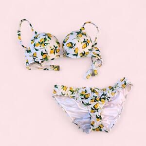 Victorias secret yellow white lemon bikini with pushup bra size small